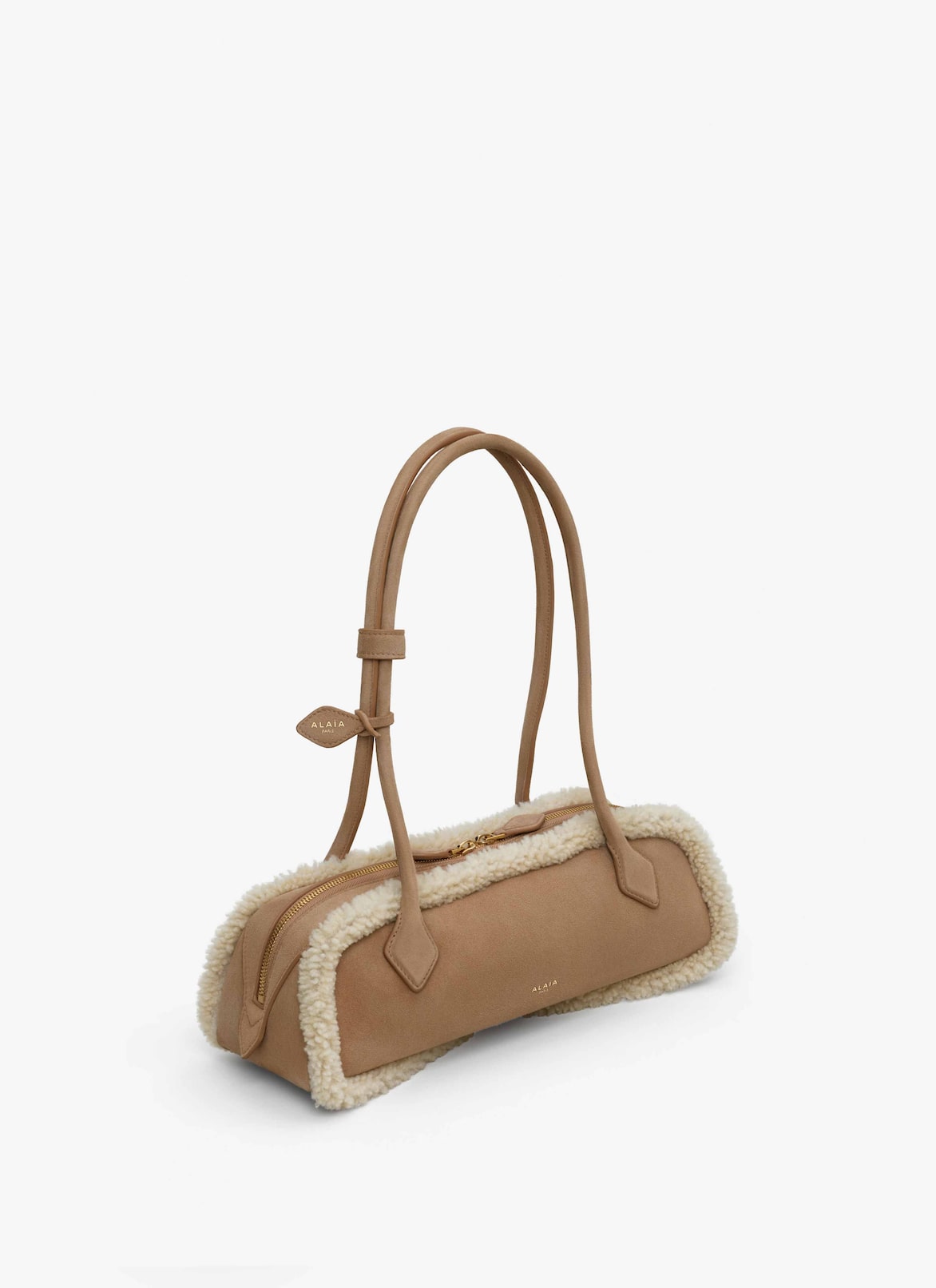 LE TECKEL MEDIUM BAG IN MERINO SHEARLING ALAÏA CAMEL LE TECKEL MEDIUM BAG IN MERINO SHEARLING